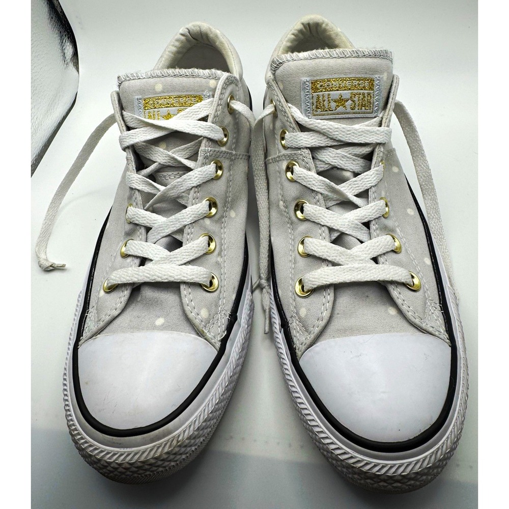 Converse Sneakers All Star Madison SZ 10 Gray/ White Women's Low Top Polka Dot